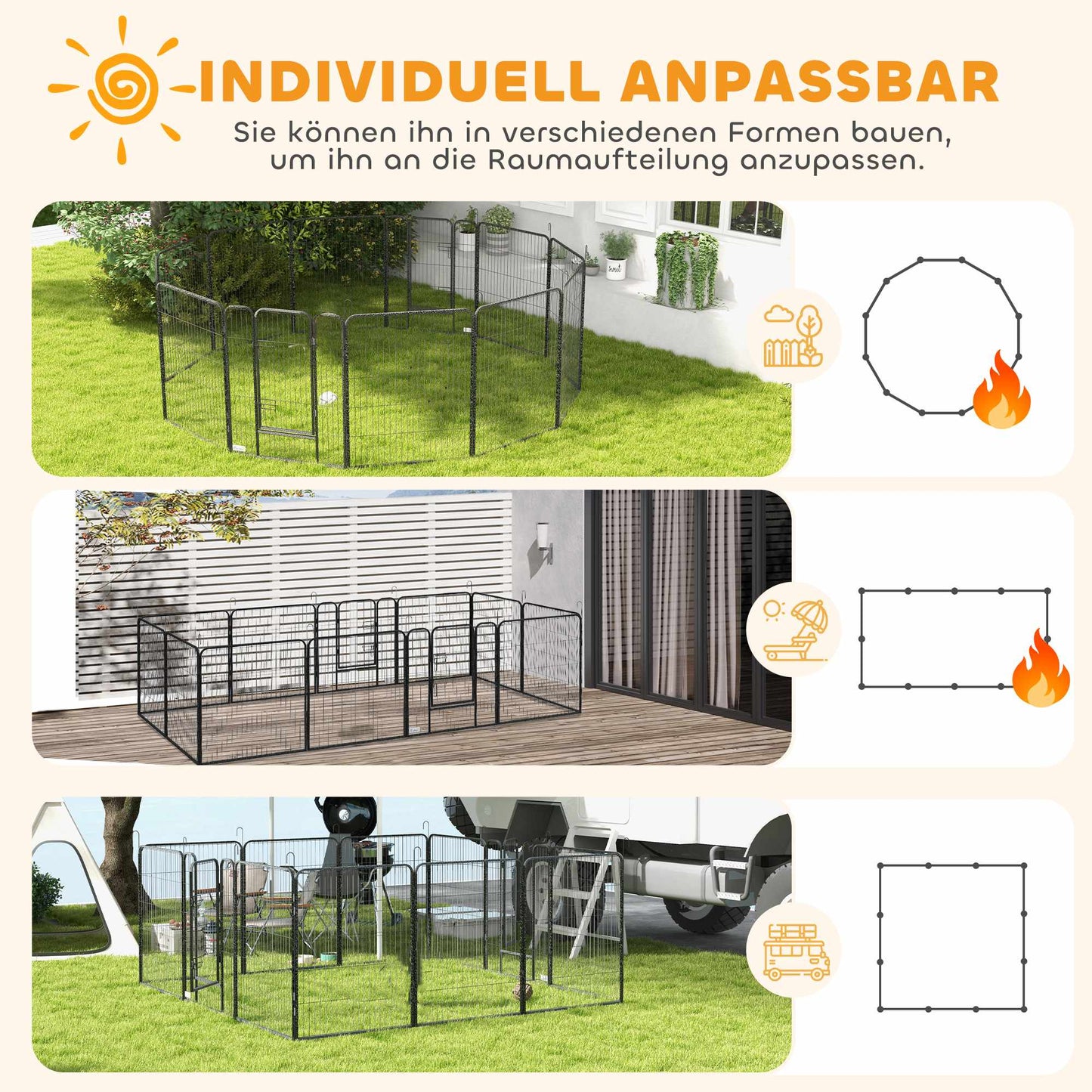 Dog Playpen, 12 Panels, Steel, Indoor/Outdoor Use