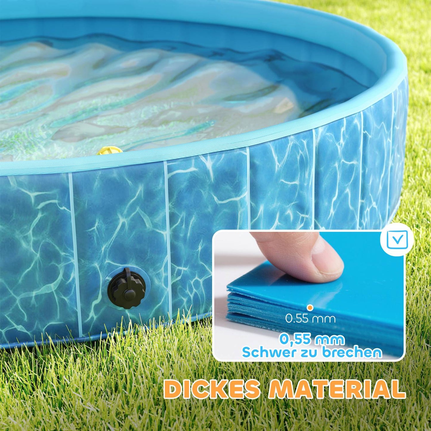 Dog Pool Foldable Paddling Pool with Fountain and Water Cushion Design Ø120 x 30 cm Blue