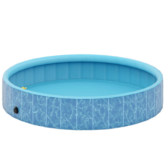 Dog Pool Foldable Paddling Pool with Fountain and Water Cushion Design Ø160 x 30 cm Blue