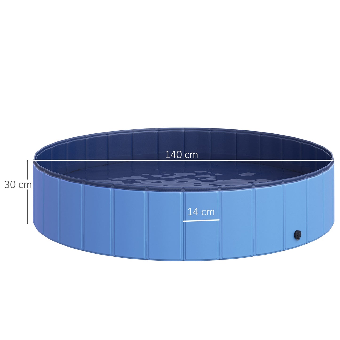Large dog pool - PVC & wood, 140x30 cm, blue