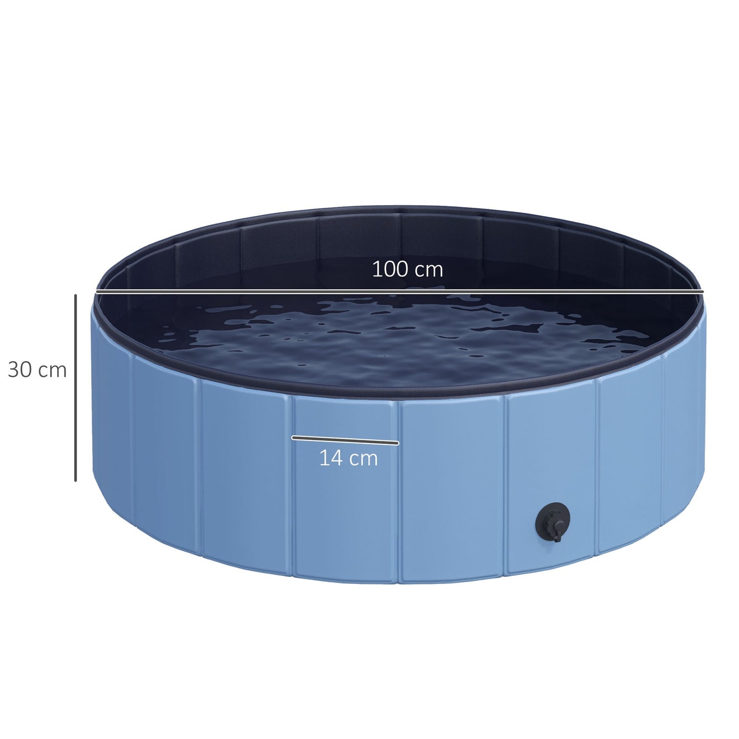 Dog pool, durable PVC & wood, blue, 100x30 cm