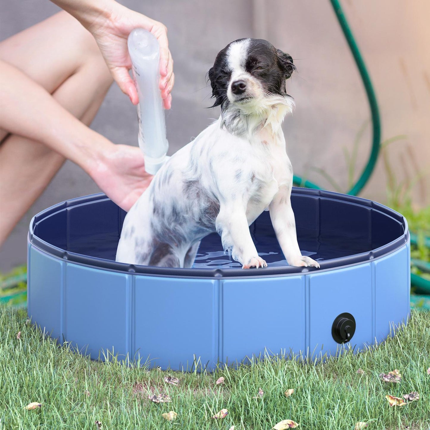 Paddling pool for dogs - durable PVC and wood, 80 cm blue