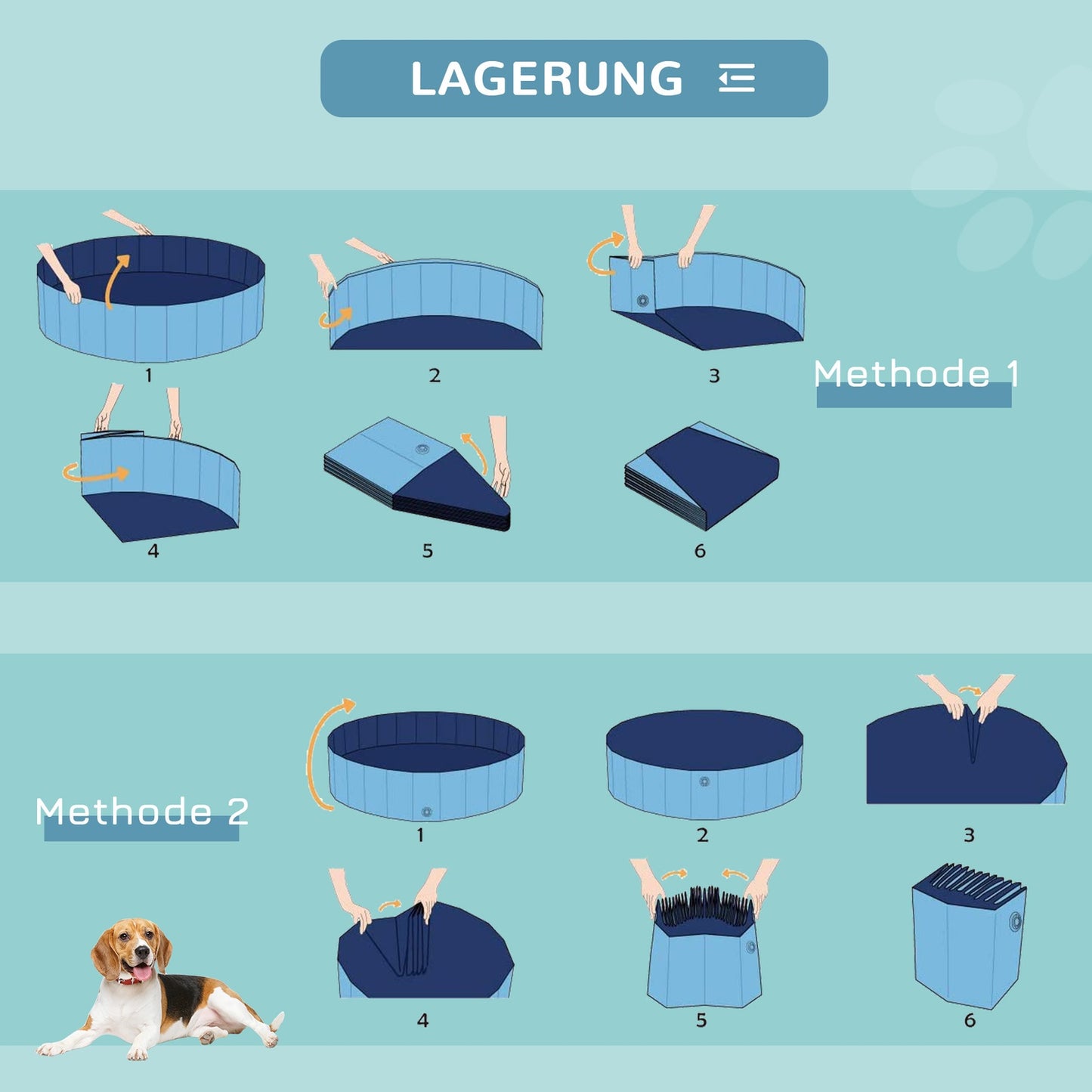 Paddling pool for dogs - durable PVC and wood, 80 cm blue