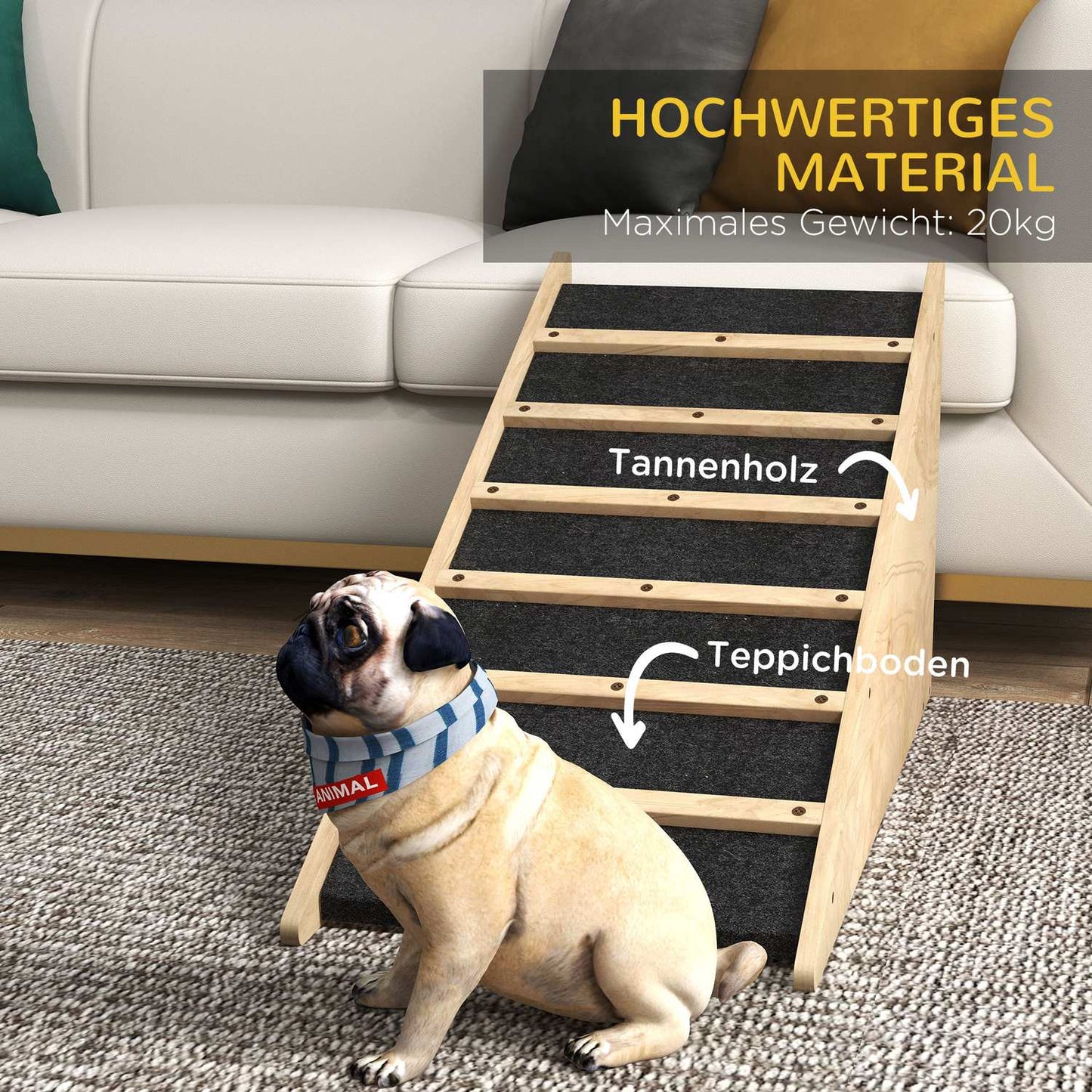 Non-slip dog ramp for the car boot, supports up to 20 kg