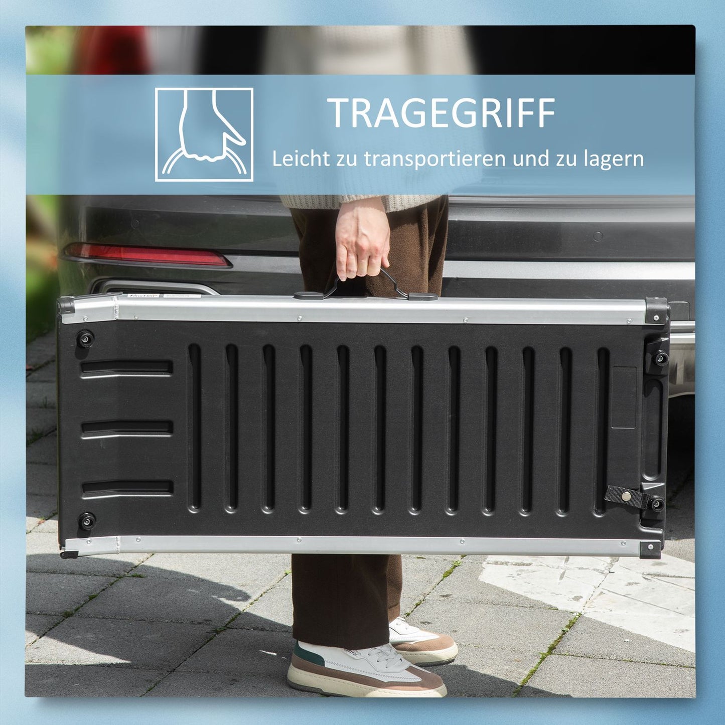 Collapsible dog ramp, non-slip, aluminium, 183x42 cm