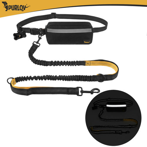 Dog Running Waist Belt with Leash, Cushioned, Reflective