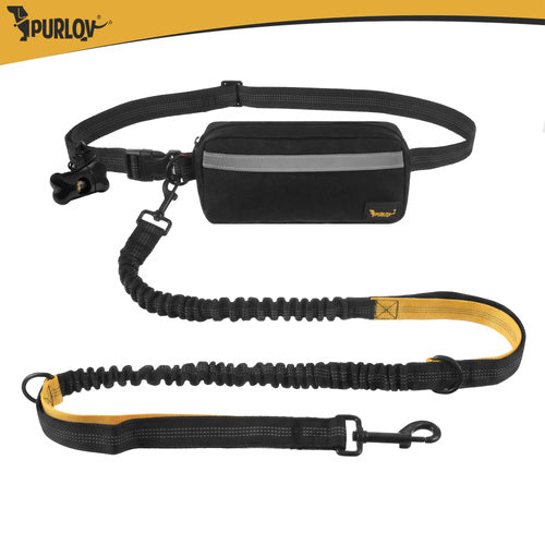 Dog Running Waist Belt with Leash, Cushioned, Reflective