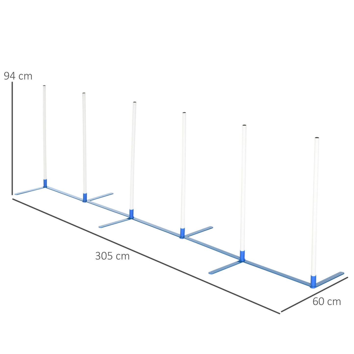 Dog training slalom poles Set with carrying bag, 305x60x94 cm