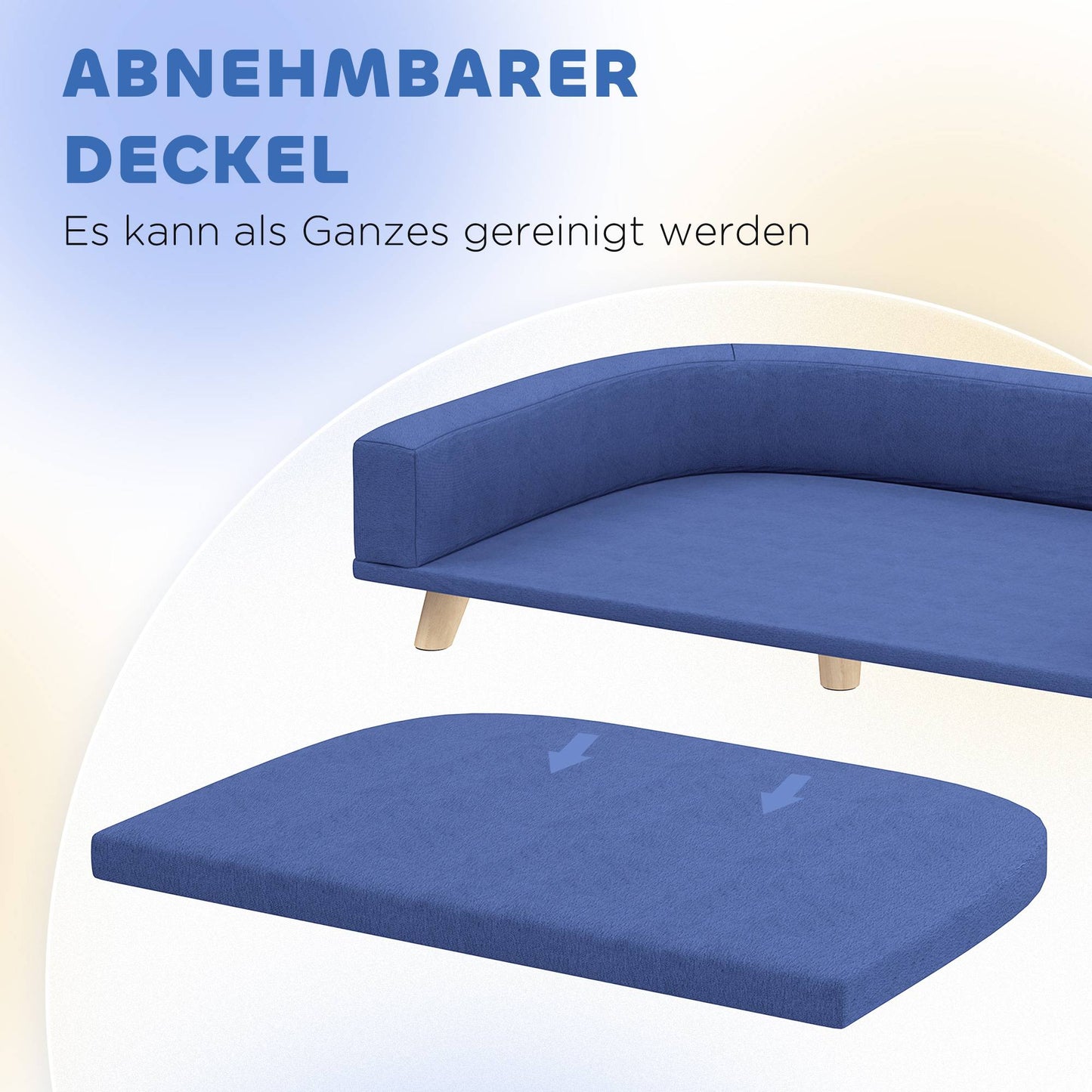Dog Sofa Bed, Eucalyptus Wood, 98 x 67 x 25 cm, Blue