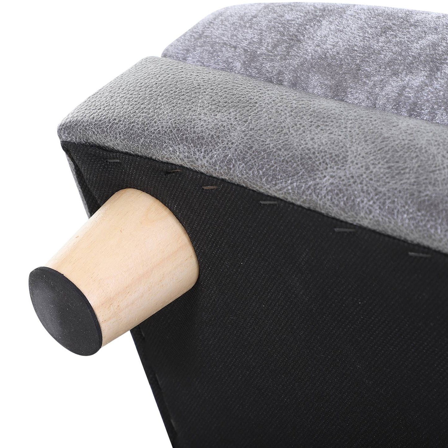 Comfortable gray pet sofa, artificial leather and plush, 68x41x32 cm