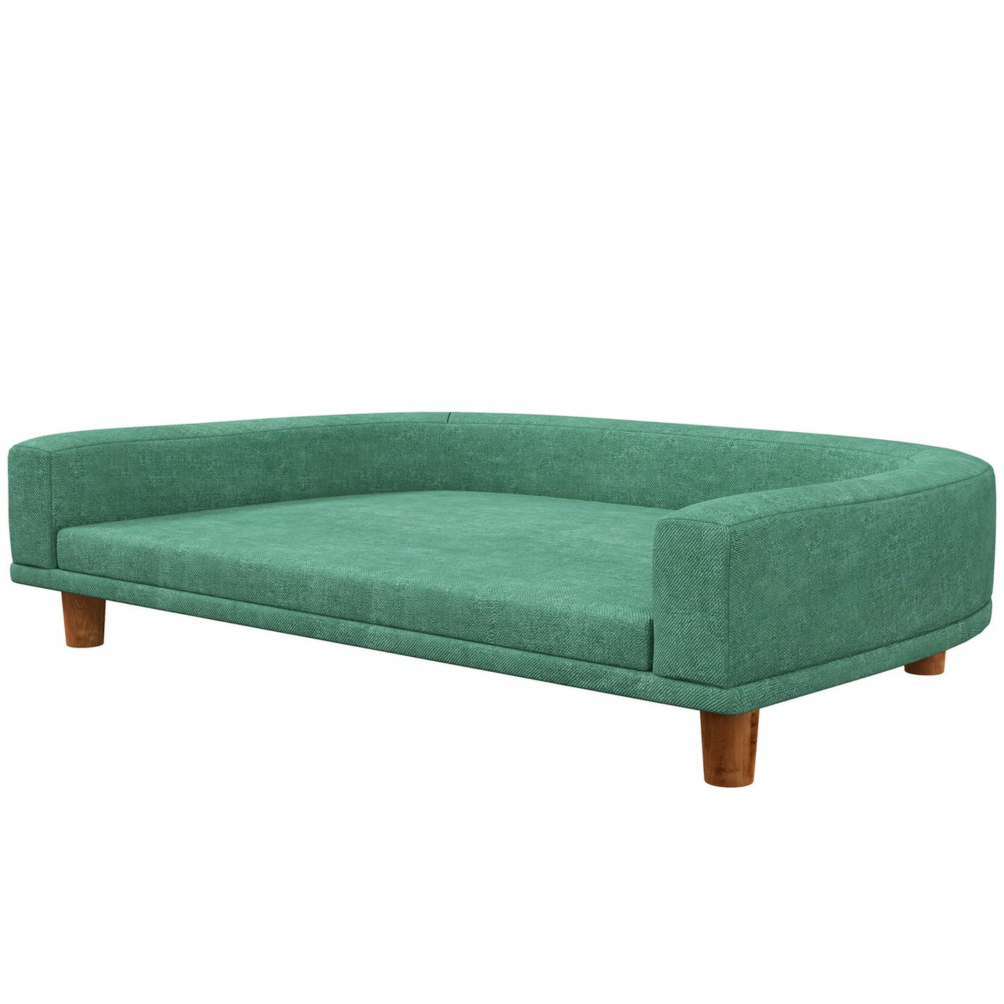 Comfortable pet sofa with cushion, elevated green design