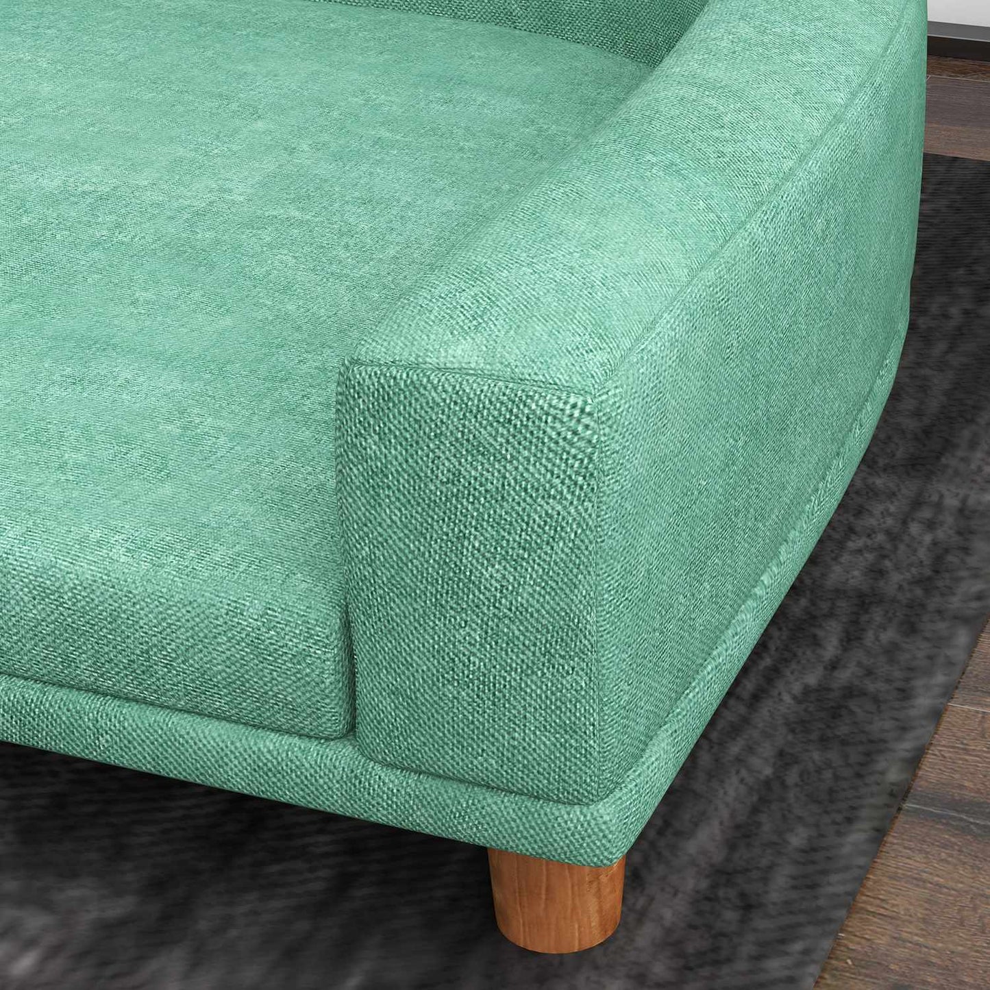 Comfortable pet sofa with cushion, elevated green design