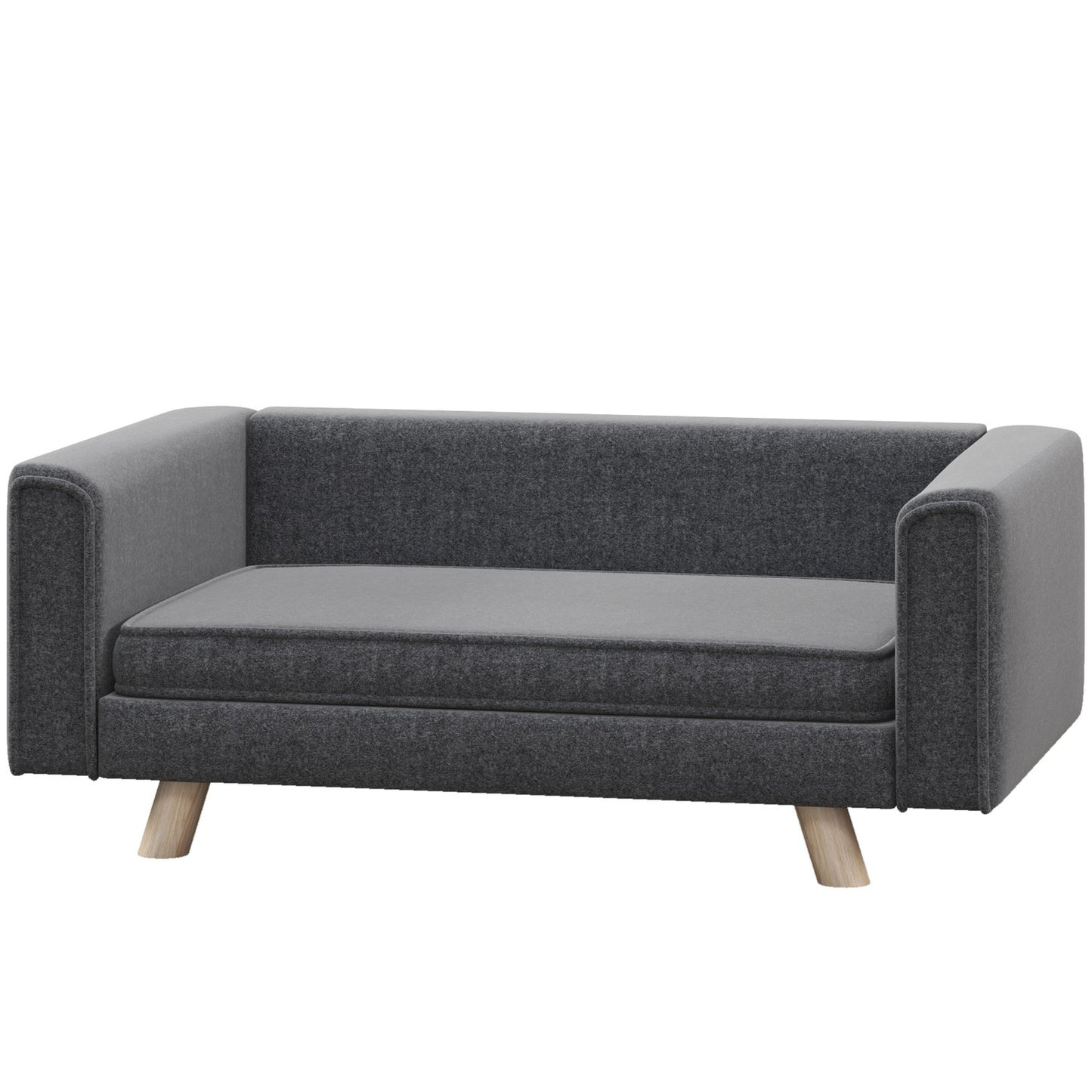 Sofa bed for dogs with raised design, washable cover, gray