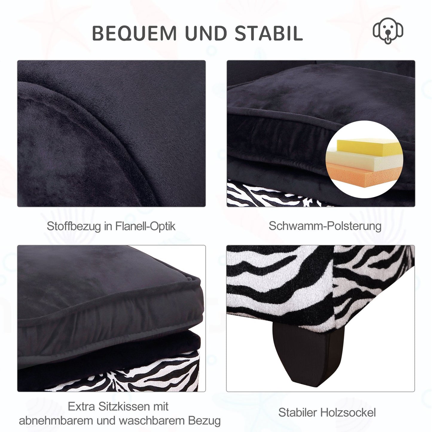 Sofa for pets with storage, dog and cat bed