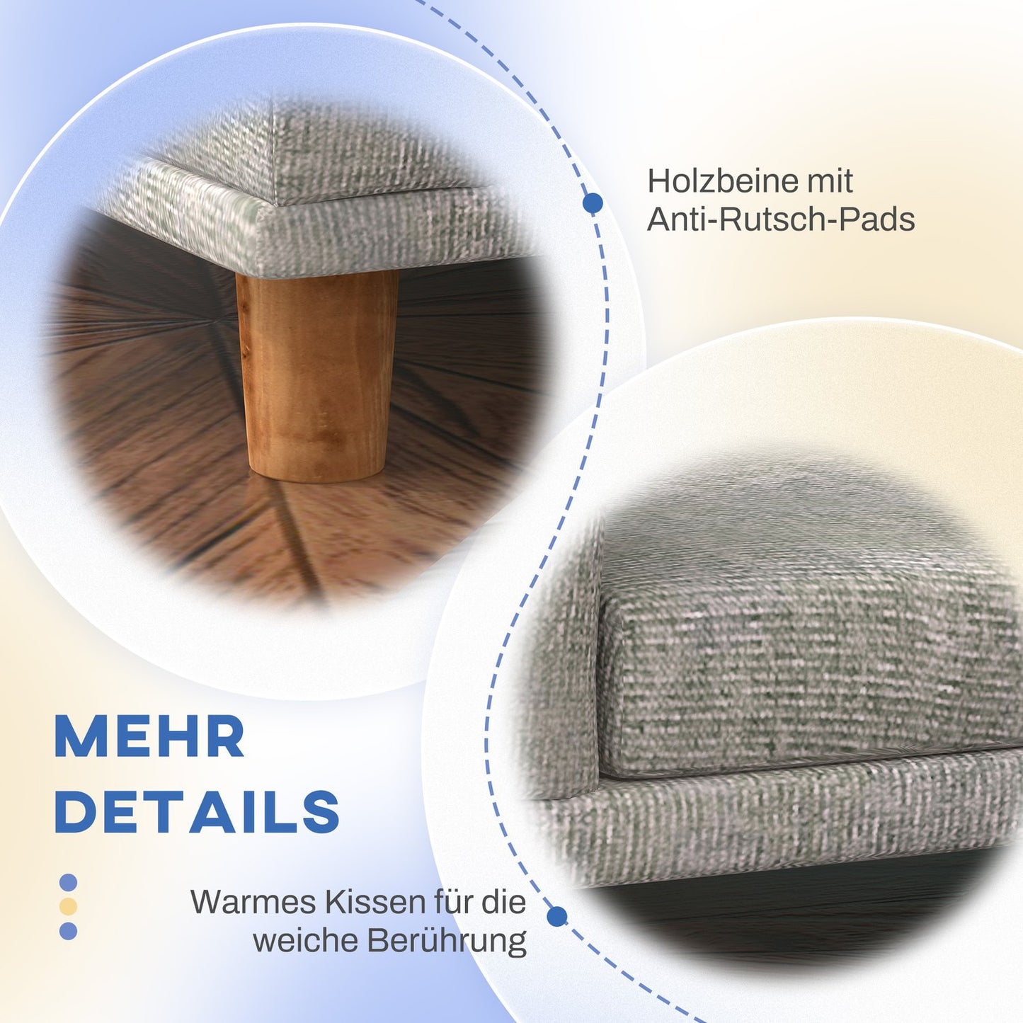 Dog sofa with cushion, raised design and wooden legs, gray