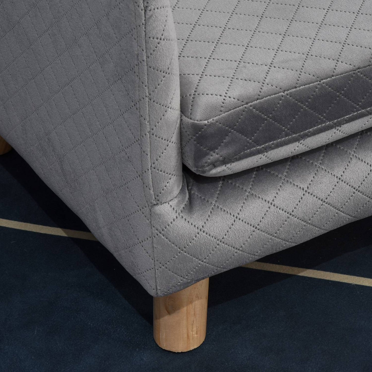 Velvet sofa for small dogs, wooden legs, grey