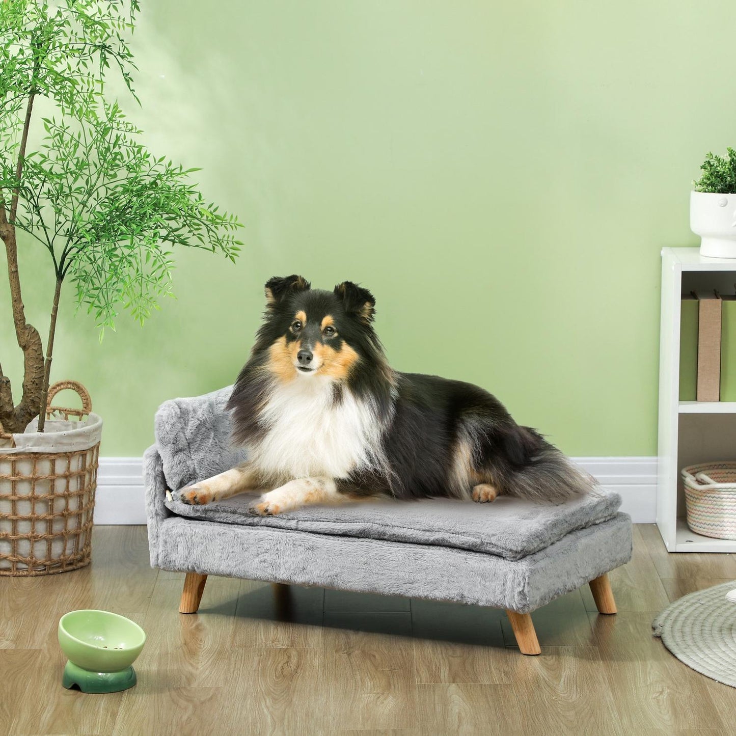 Medium dog sofa with washable cushion, raised design