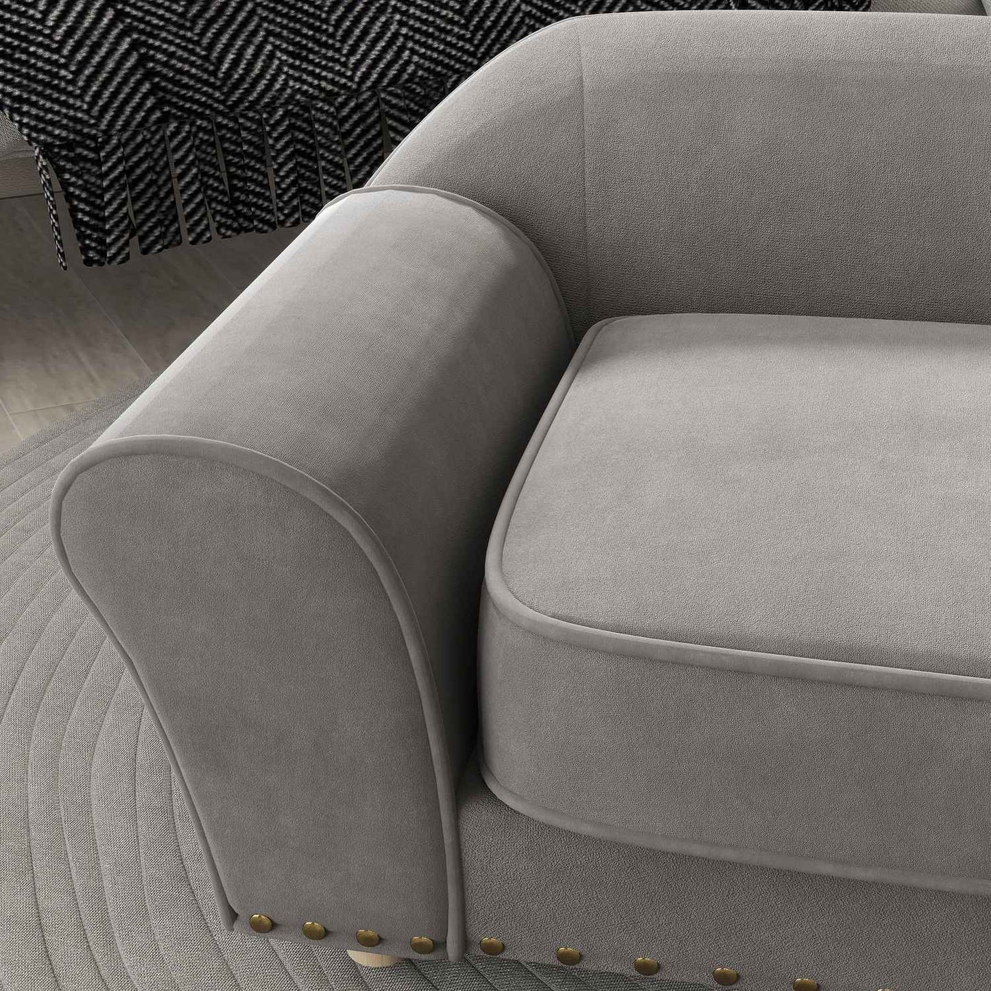 Small sofa bed for dog, washable cushion, studded, grey