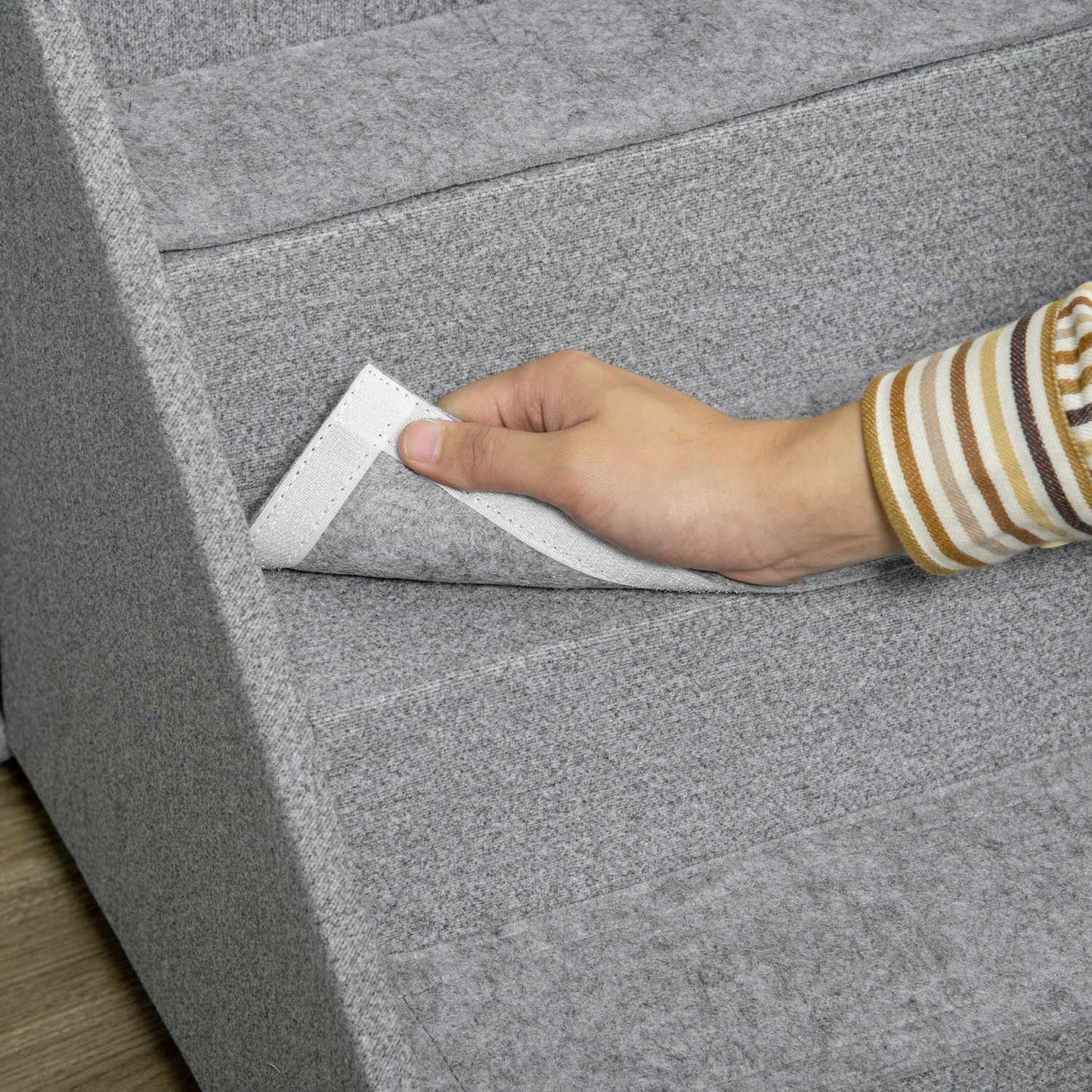 Pet Stairs and Storage - 4 Step Polyester, Light Grey