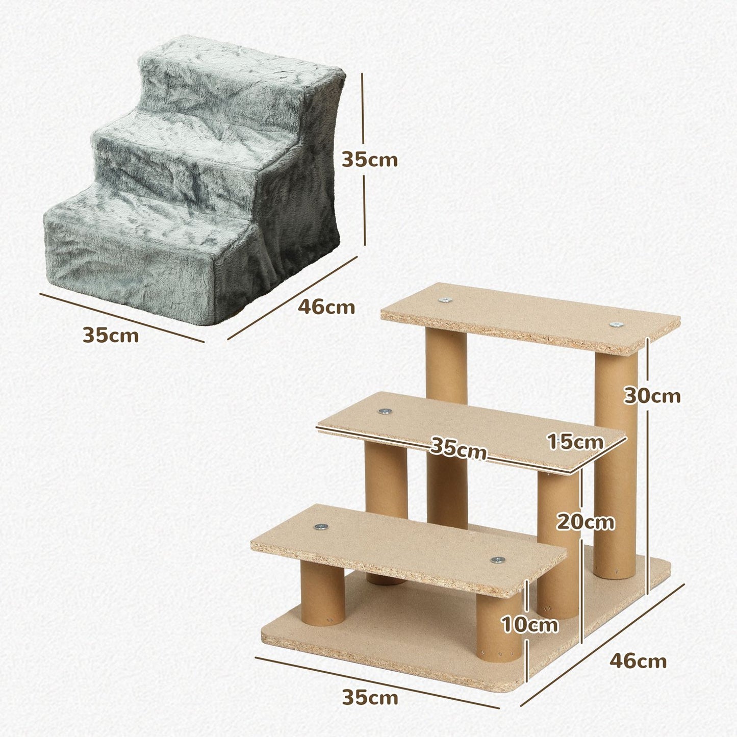 Pet Stairs 3-Step Plush Look, cats and small dogs, 5 kg