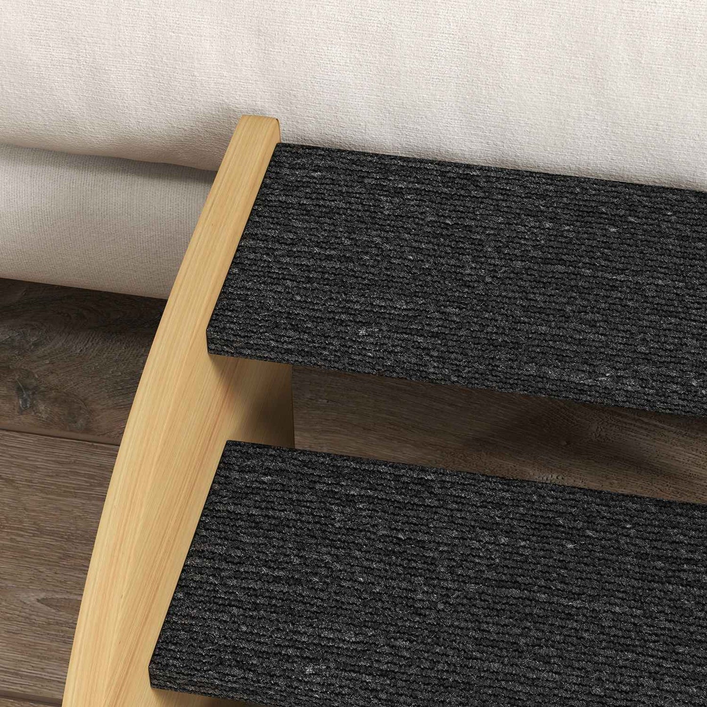 Dog stairs with side wall, non-slip oak, for small pets