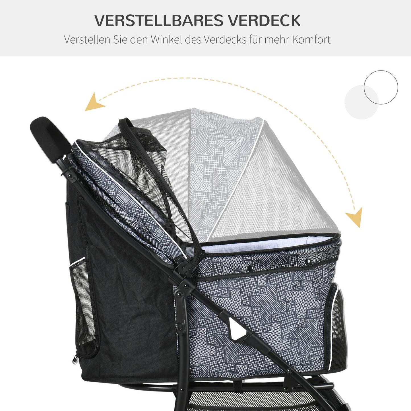 Folding Pet Stroller with Cushion, Oxford Fabric, Black