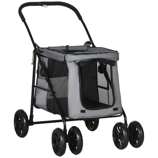 Collapsible pet stroller with cushion, net, 20 kg capacity
