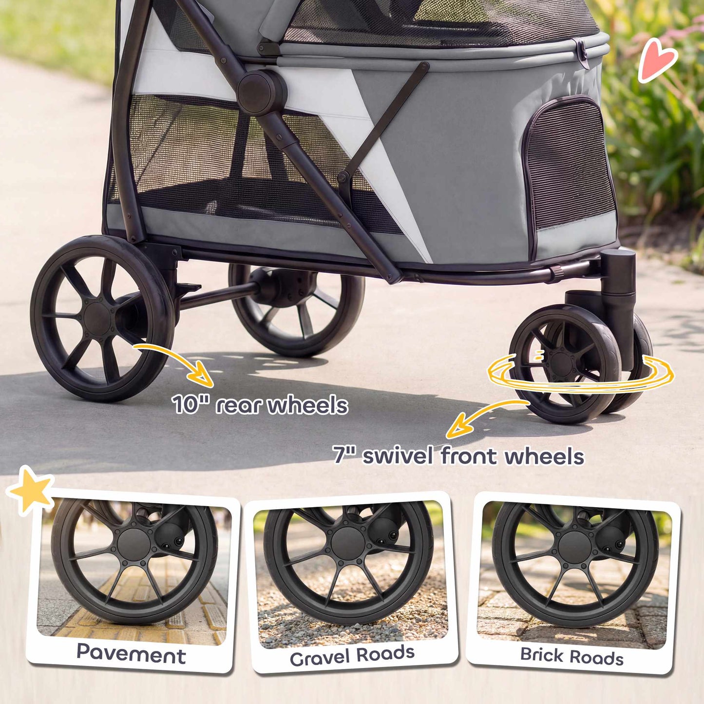 Dog Stroller with All-Terrain Wheels, Foldable, 20kg Capacity