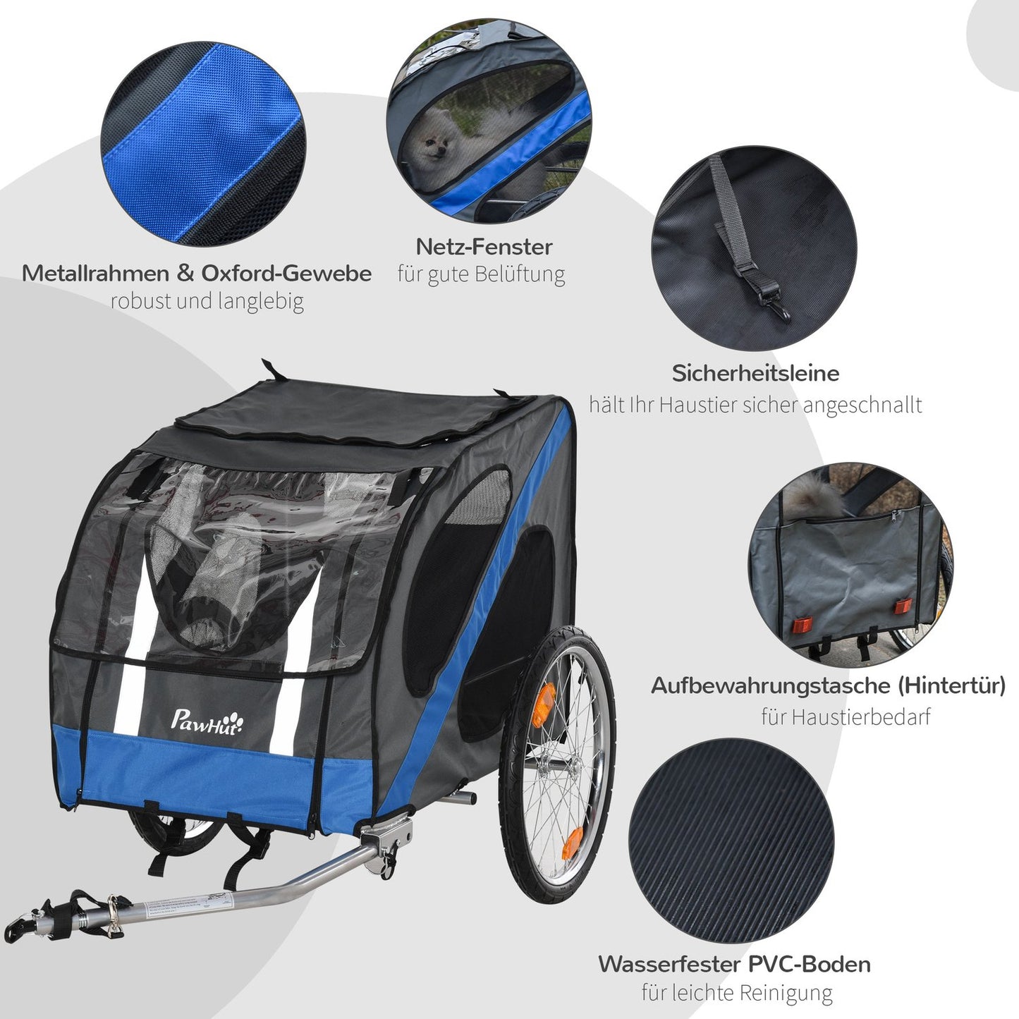 Mountain bike dog trailer, weatherproof, steel frame