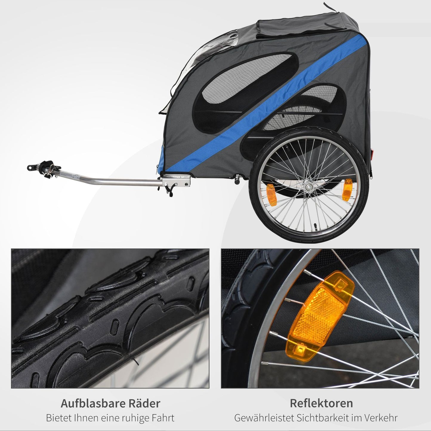 Mountain bike dog trailer, weatherproof, steel frame