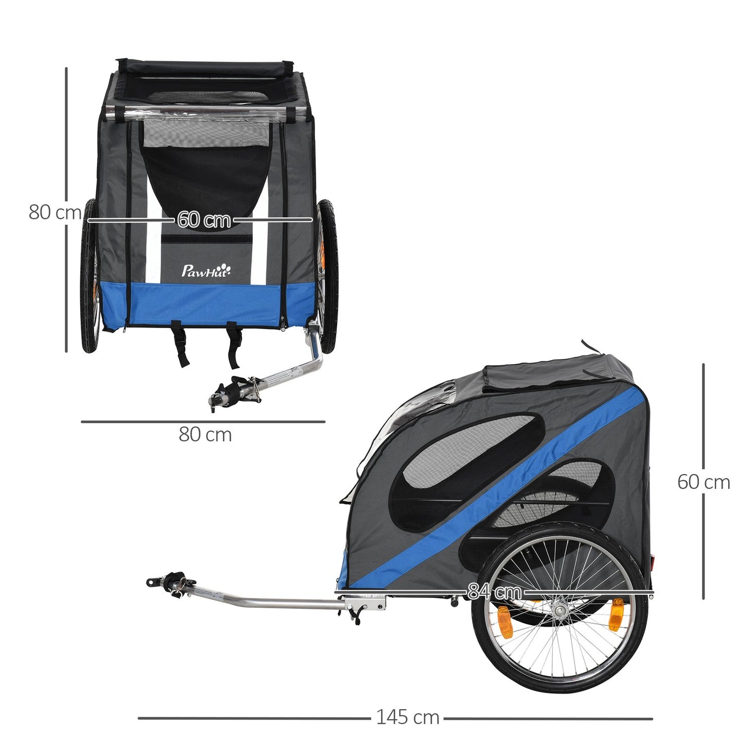 Mountain bike dog trailer, weatherproof, steel frame