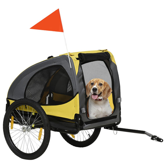 Collapsible dog bike trailer with mesh window and reflectors