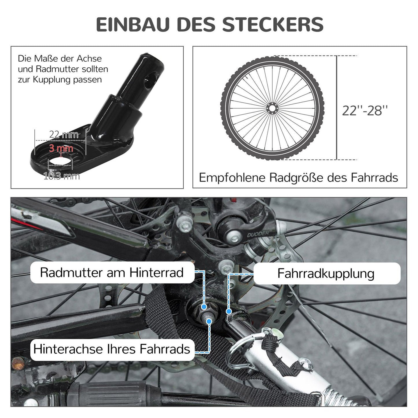 Dog bike trailer - foldable, mesh window, reflectors, black