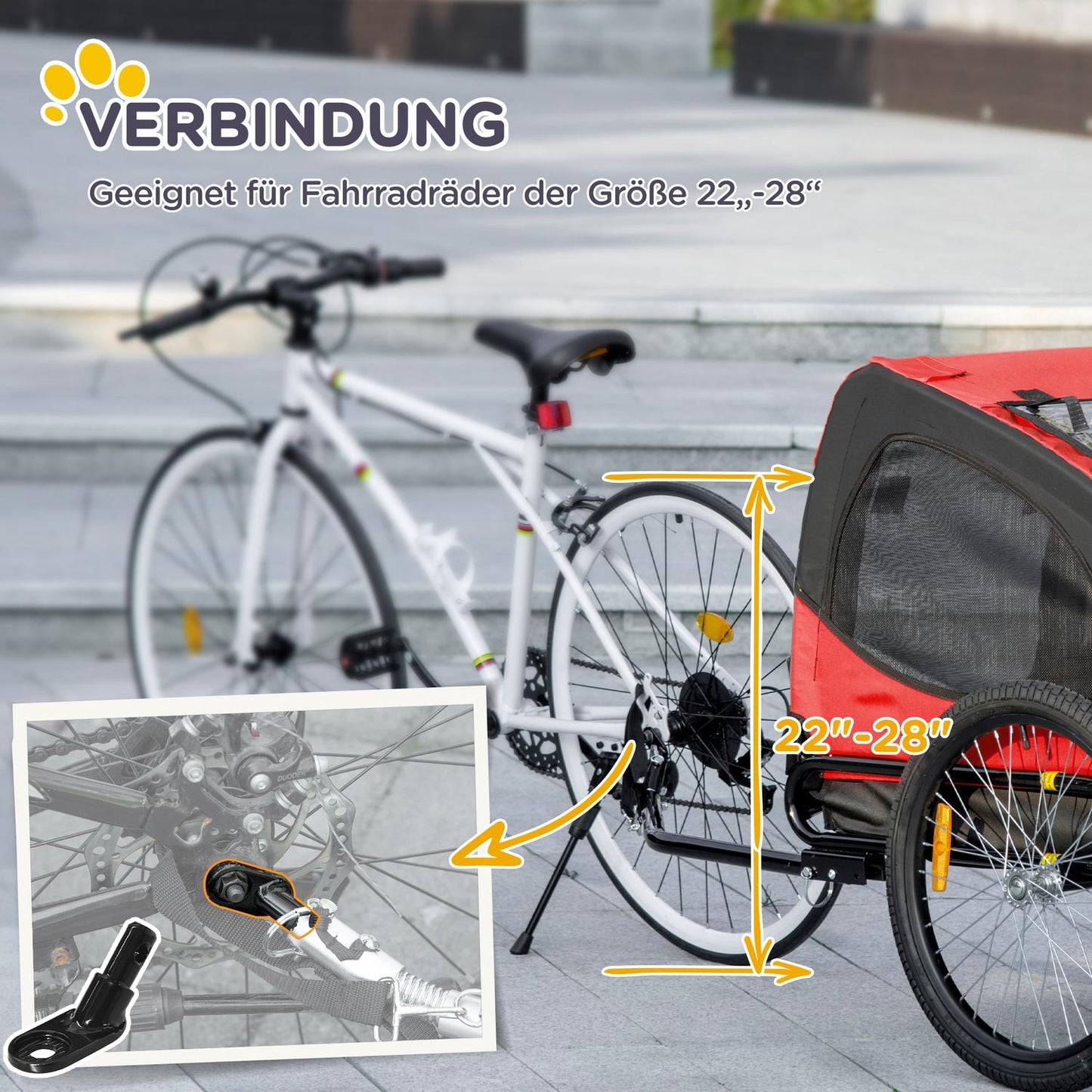 Foldable dog bike trailer, Waterproof, Red 140x71x83 cm
