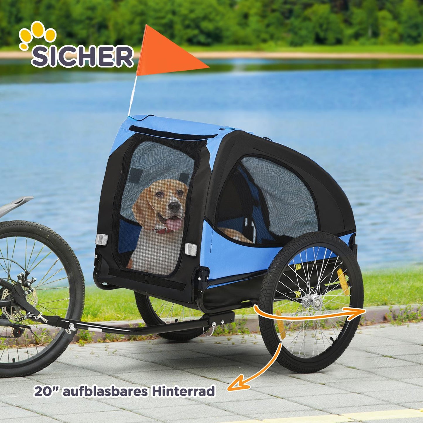 Dog bike trailer - foldable, waterproof, quick release