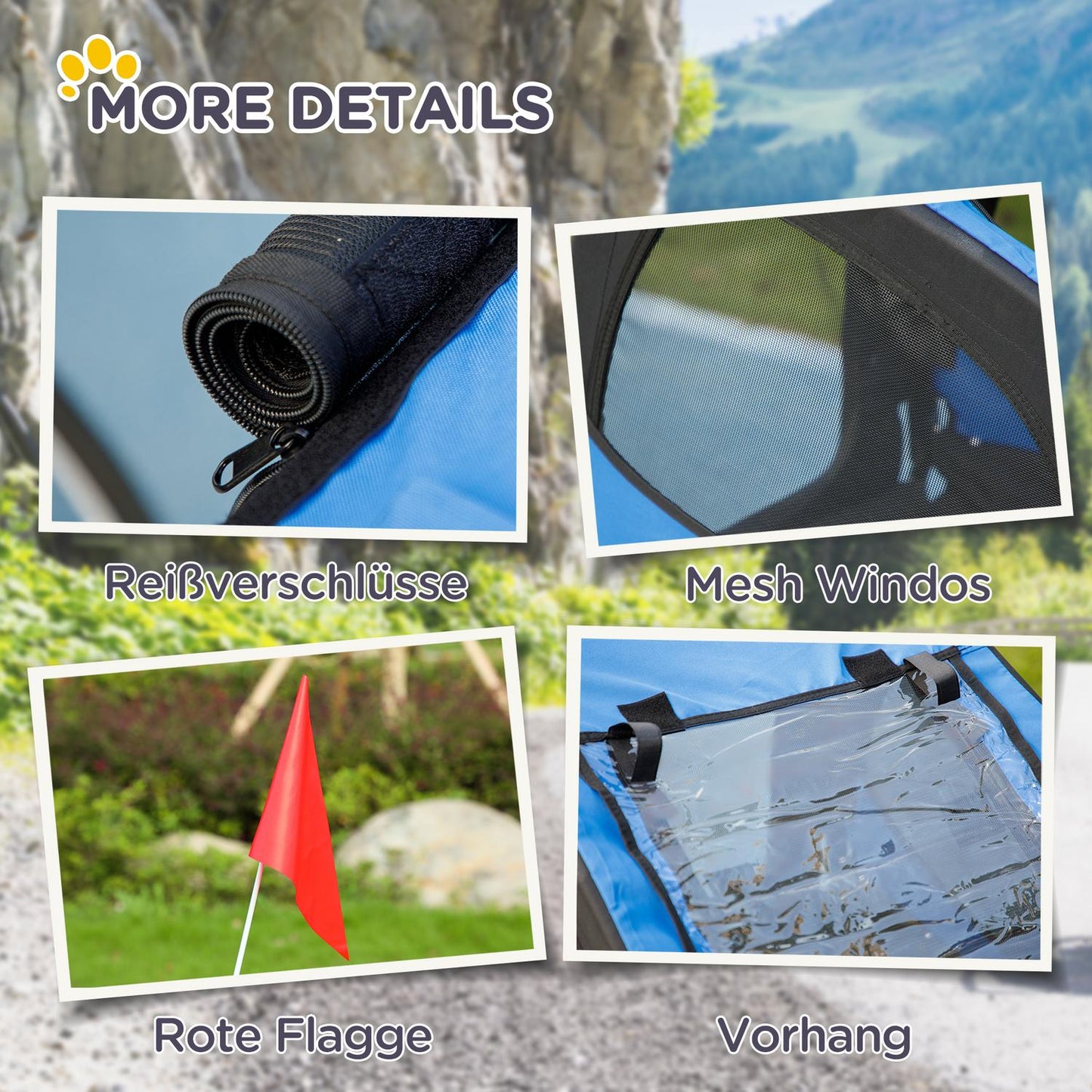 Dog bike trailer - foldable, waterproof, quick release