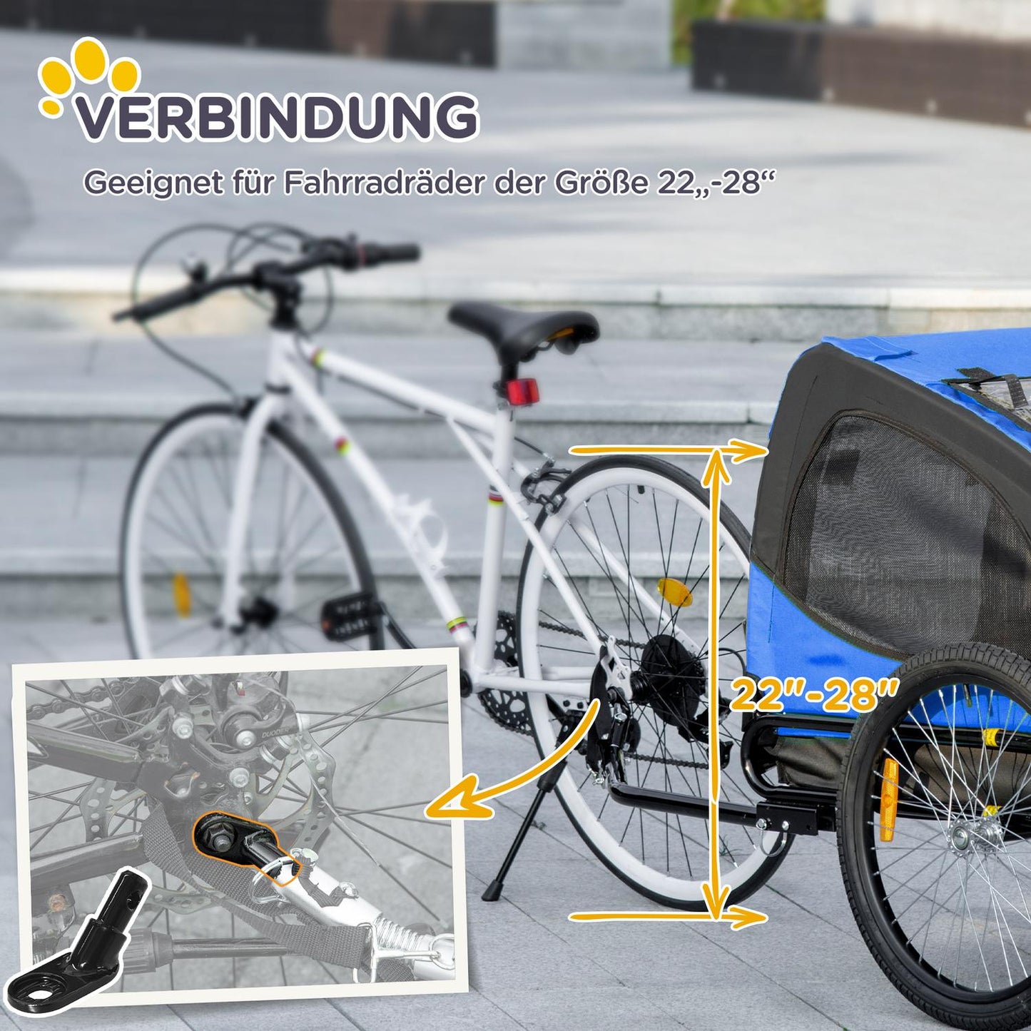 Dog bike trailer - foldable, waterproof, quick release