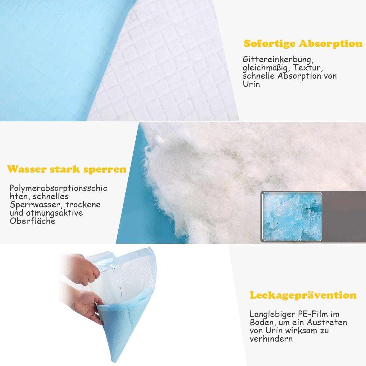 Dog Training Pads, Leak-Proof, 5-Layer, 100 Pack, 60x90 cm