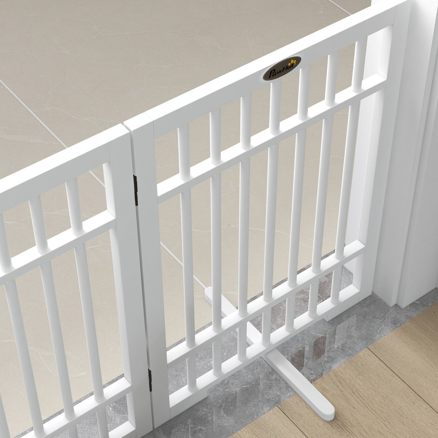 Folding wooden dog gate, 183x61cm, 4-piece set