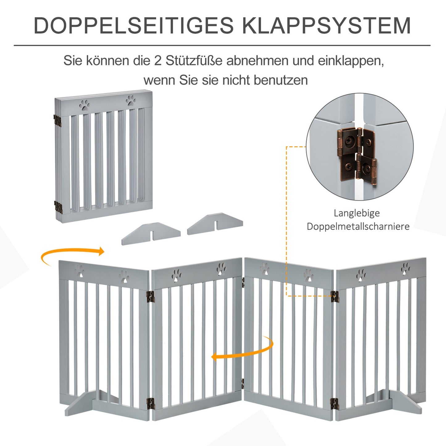 Dog barrier, folding wooden protective gate, 204 x 61 cm