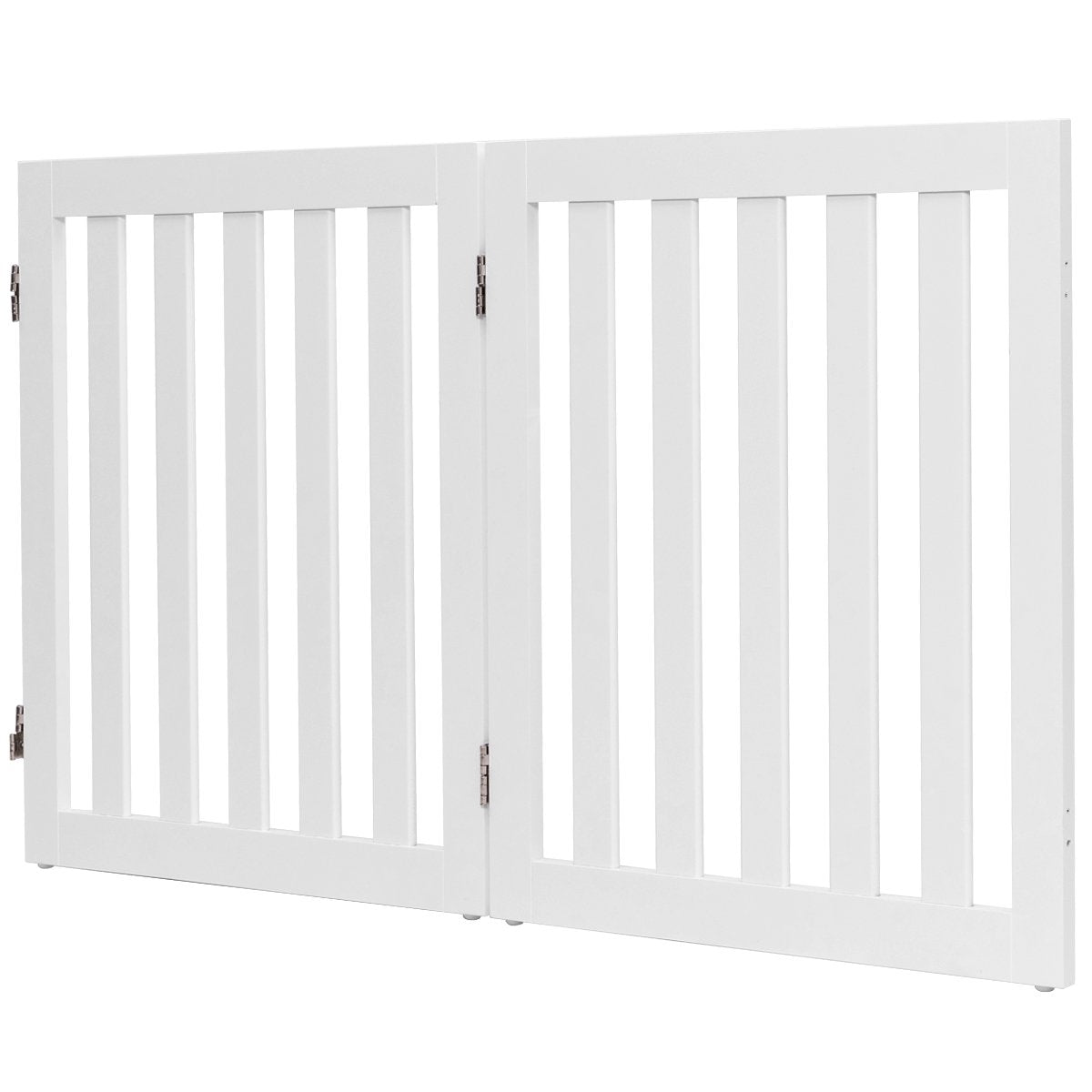 Dog barrier 60cm high protective gate wooden foldable 2 panels white
