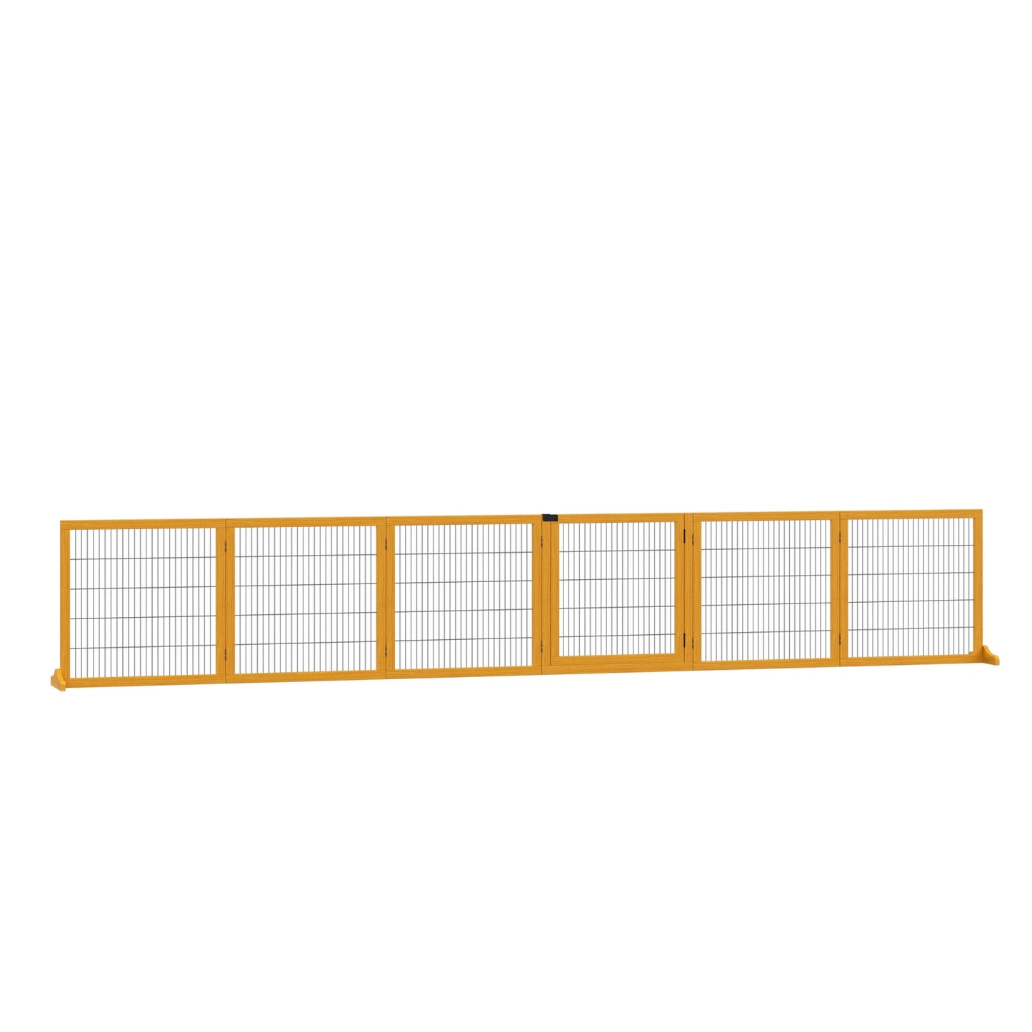 Adjustable Wooden Dog Gate - Collapsible Stair Barrier, 6 Panels