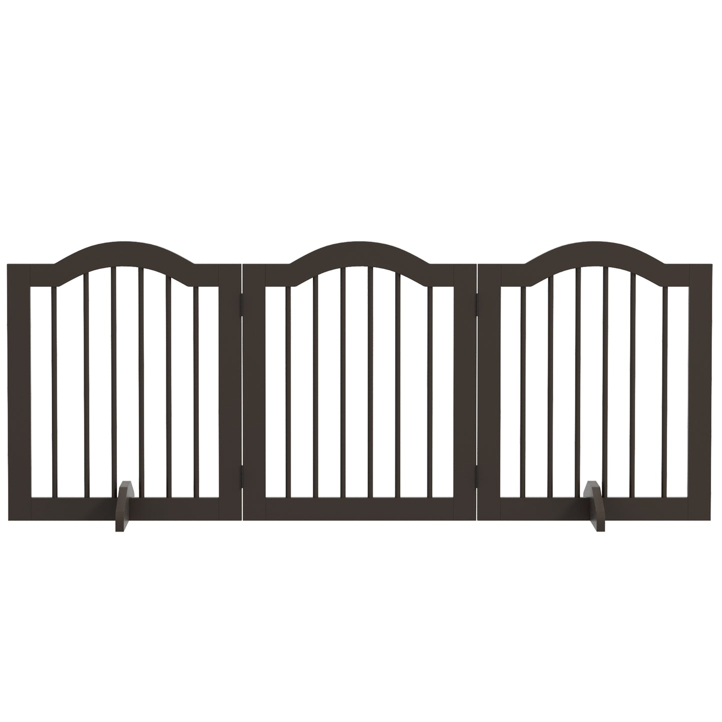 Folding dog gate, coffee brown, 3-panel with feet