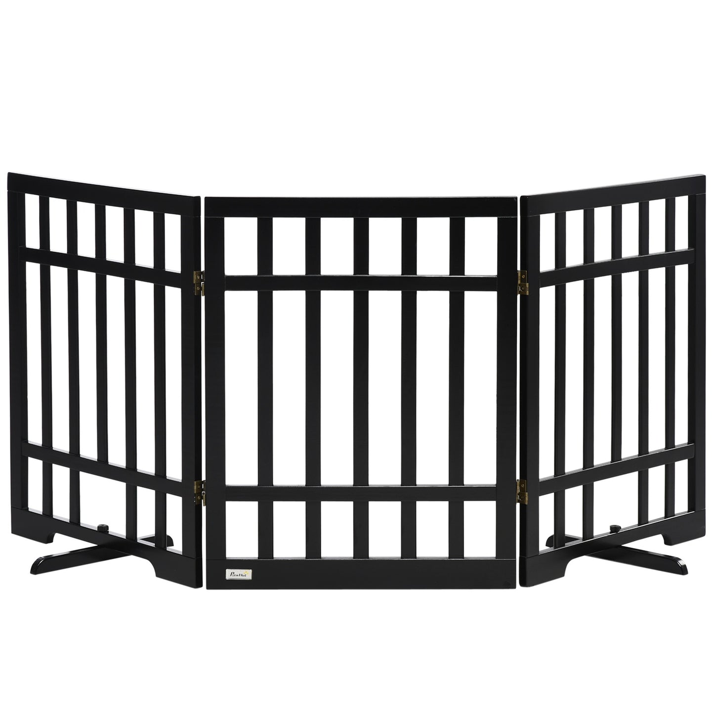 Folding wooden dog gate with rubber feet, 181x35x76 cm