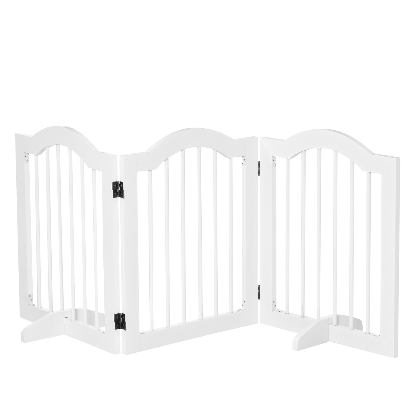 Dog Gate Barrier, Stable 3-Panel MDF, Foldable, White