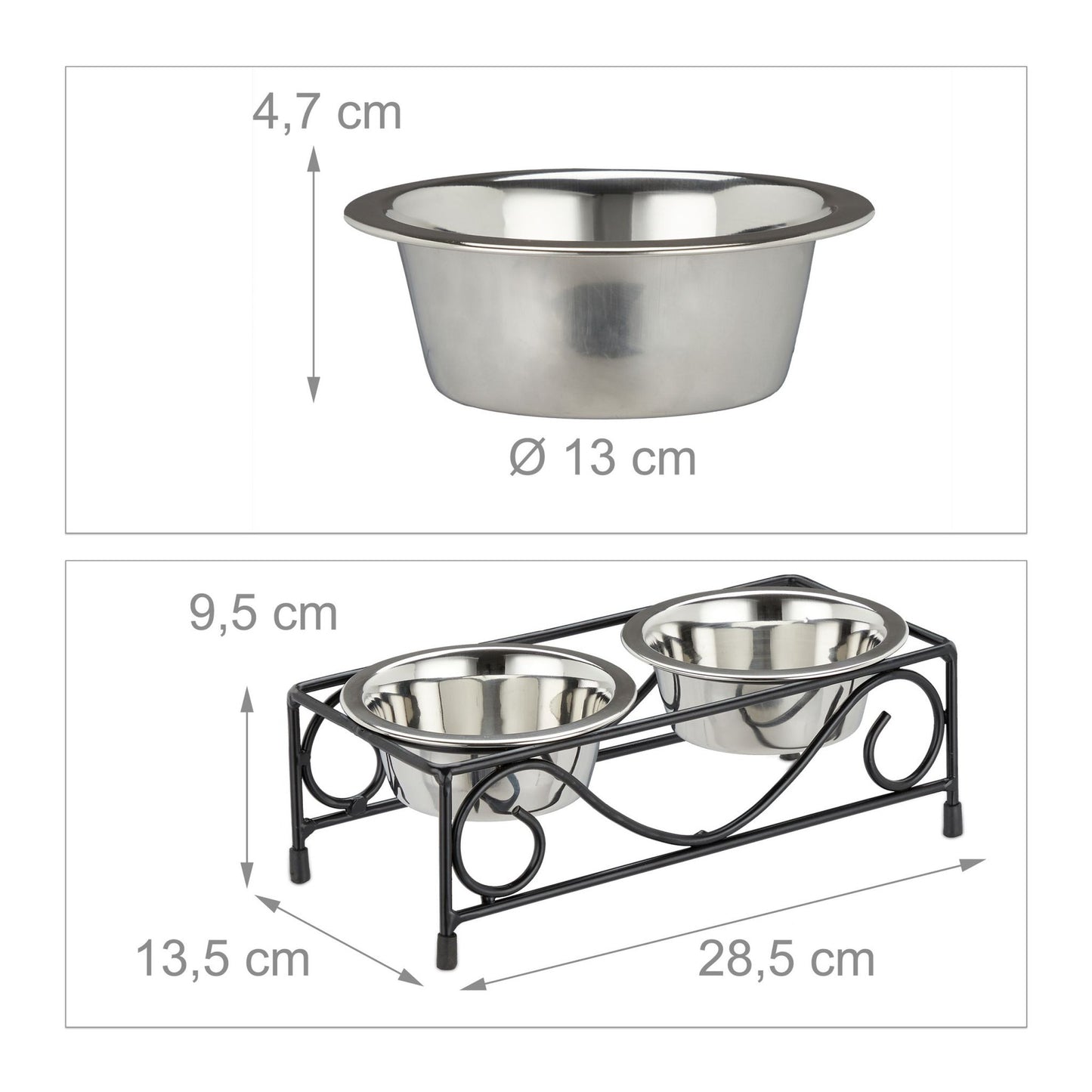 Dog bowl set with ornate holder