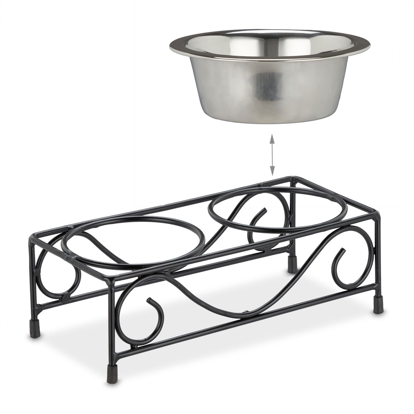 Dog bowl set with ornate holder