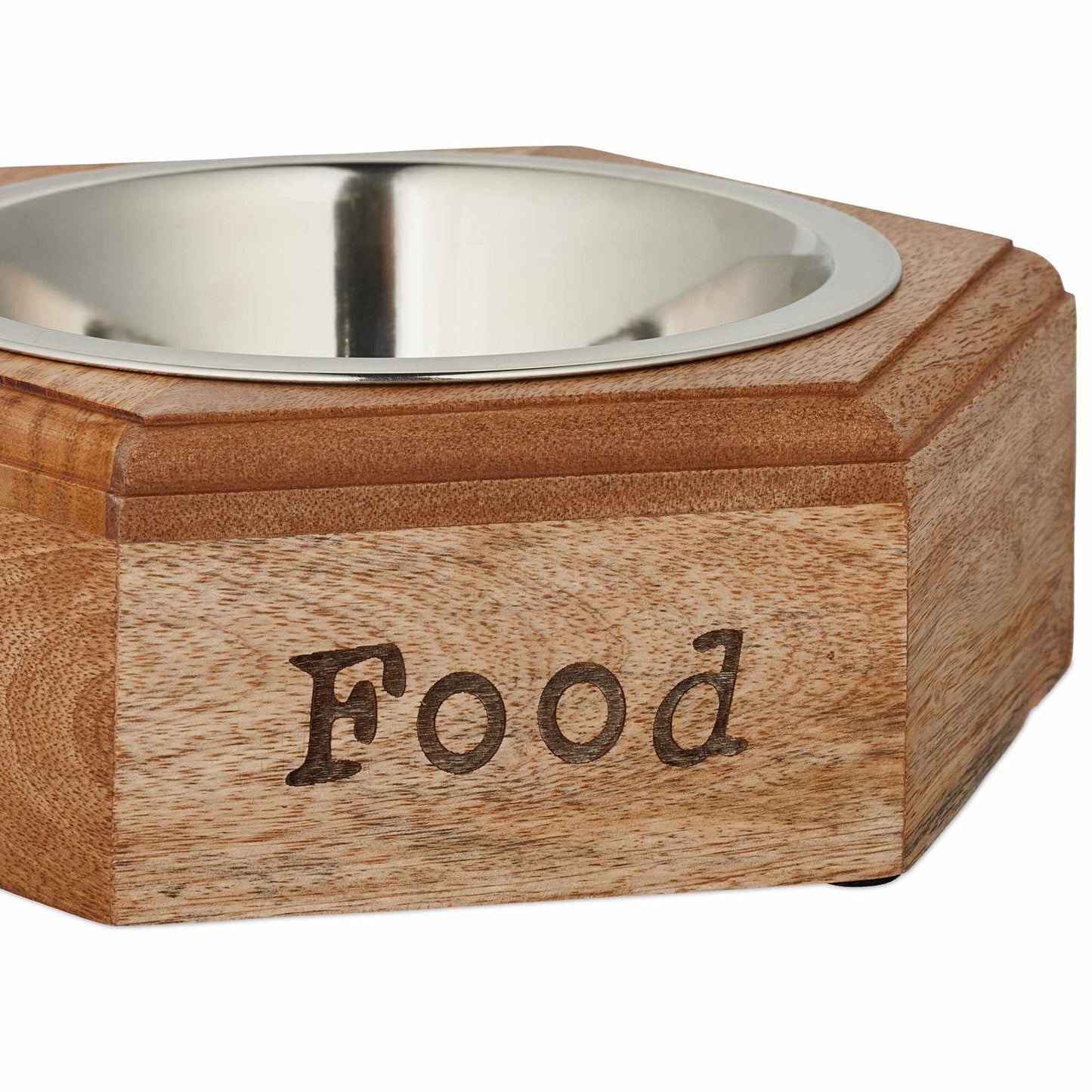 Dog bowl set with wooden holder