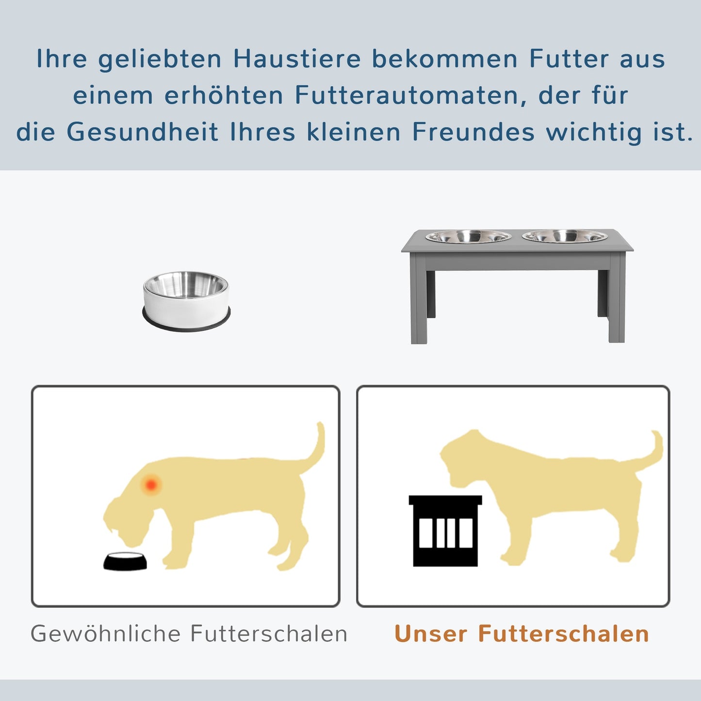 Raised pet bowls, stainless steel, easy to clean, 2L capacity