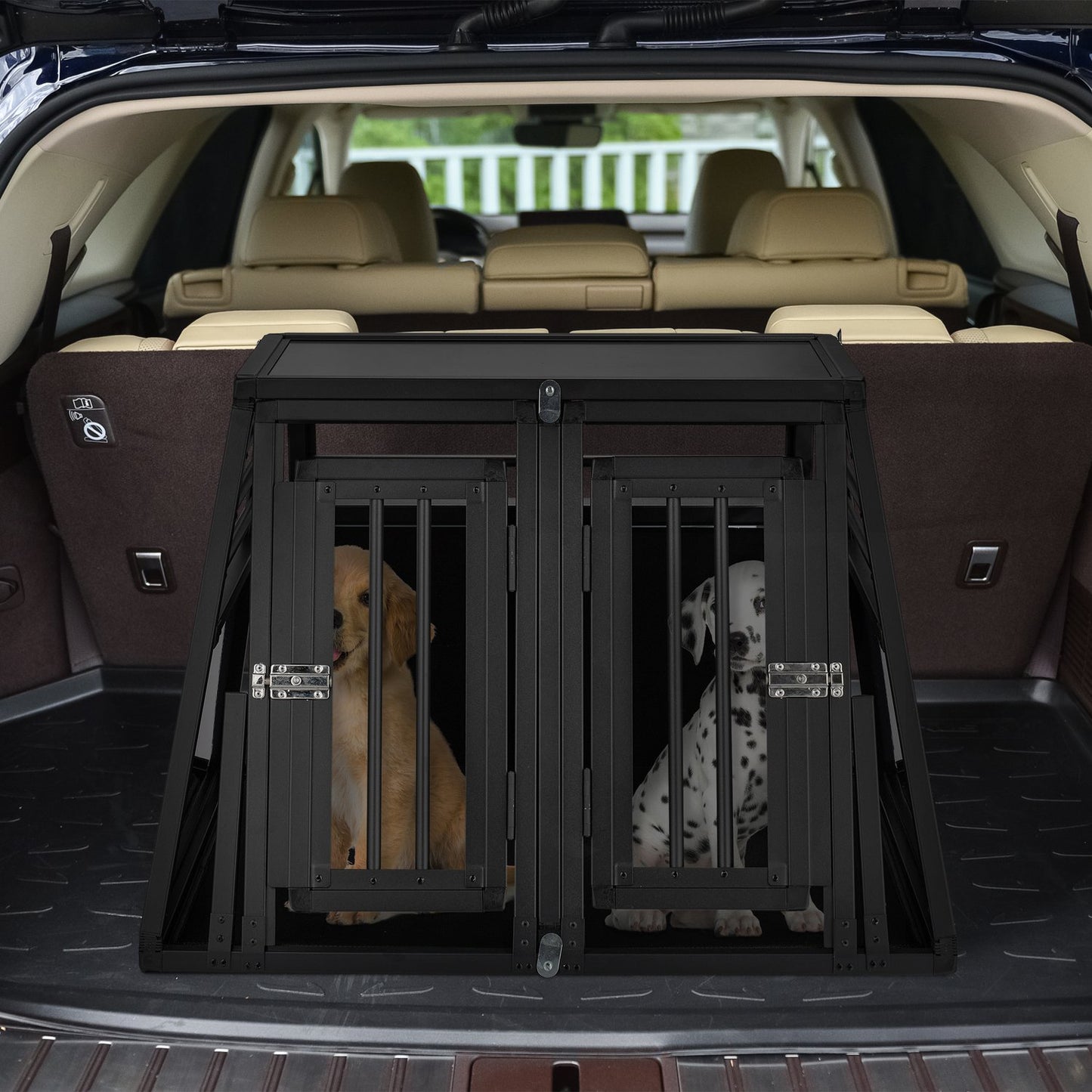 <p>Large dog cage for car transport ensures safe, comfortable travel for your pet. Its robust aluminum build and removable partition allow for flexible use, fitting perfectly in most car boots.</p>

<ul>
<li>Ensure safety with robust aluminum construction